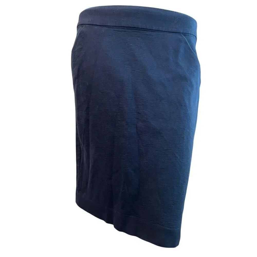 J Crew Size 8 Navy Blue Straight The Pencil Skirt Lined Zips Career Pockets